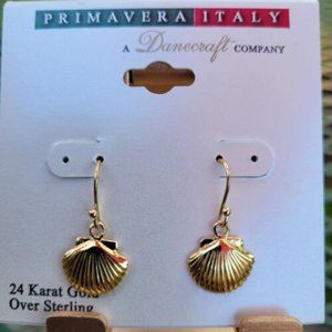 Primavera Italy Earrings Shell 24k Over Sterling Silver Earring MSRP $90